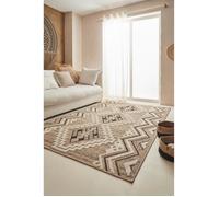 Tapis intérieur extérieur aspect jute à motif oriental - NAZAR RUGS - 60x180 cm - Nature - Noir