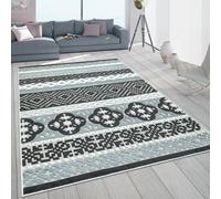 Tapis Intérieur & Extérieur Balcon Terrasse Motif Rétro Tissage 3D Noir
