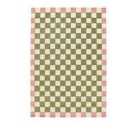 Tapis intérieur/extérieur damier rose et vert 80x150cm - Auguste