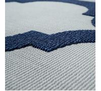 Tapis Intérieur & Extérieur Tissage À Plat Aspect 3D Design Marocain En Blanc Bleu [80x150 cm]