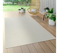 Tapis Intérieur & Extérieur Tissage À Plat Aspect Sisal Look Naturel Uni Blanc