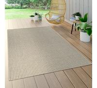 Tapis Intérieur & Extérieur Tissage À Plat Aspect Sisal Look Naturel Uni Crème