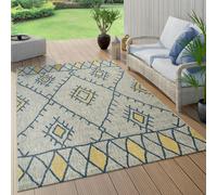 Tapis Intérieur & Extérieur Tissage À Plat Géométrique Abstrait Ethnique Bleu