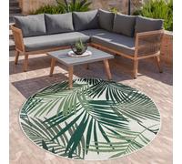 Paco Home Tapis Intérieur & Extérieur Tissage À Plat Jungle Découpé Design Palmiers Floral Vert, Dimension:150 cm carré
