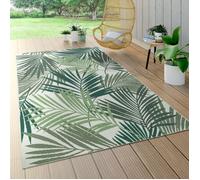 Tapis Intérieur & Extérieur Tissage À Plat Jungle Découpé Design Palmiers Floral Vert [160x230 cm]