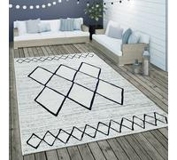 Tapis Intérieur & Extérieur Tissage À Plat Motif Géométrique Scandinave En Blanc
