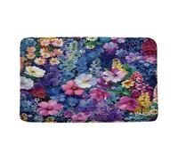 Tapis Interieur Fleur Violette Marguerite Colorée Fleurs Élées Plante De Fleurs Sauvages Colorées Journée des Amoureux des Femmes Tapis Anti-Poussière Lavable Paillasson Extérieur 40X60Cm