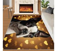 Tapis intérieur Home Decoe en Forme de Chiot Noir Blanc Mignon, Tapis antidérapants Modernes en Forme de cœur d’Amour Jaune, à appliquer au Couloir du Salon, de la Chambre à Manger (150x210cm)