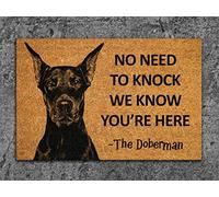 Tapis Interieur Le Doberman, Nous Savons Que Vous Êtes Là Dogfunny Durable Tapis D'Entrée Antisalissure Paillasson Décoratif D'Extérieur pour Exterieur Chambre À Coucher Intérieur 40X60Cm