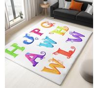 Tapis Intérieur Lettres Colorées De Dessin Animé 80x150cm Tapis Lavable Doux et Antidérapant, Moquette Poil Ras imprimé 3D pour Salon Chambre l'entrée Décoration