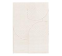 Tapis intérieur motif ethnique arches 200x290cm. poils ras. beige et crème