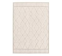 Tapis intérieur motif ethnique berbère 80x150cm poils ras. beige et crème
