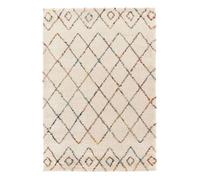 Tapis intérieur shaggy 160 x 230cm poils longs. style berbère. crème et multicolore