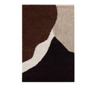 Tapis intérieur shaggy motifs géométriques beige. marron. noir 160 x 230 cm - Omar