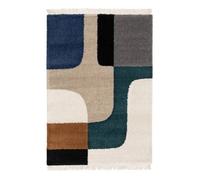 Tapis intérieur shaggy. motifs géométriques. crème. 80 x 150 cm