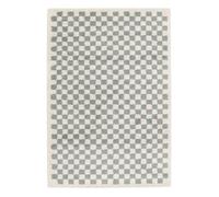 Tapis intérieur shaggy poils longs 80x150cm damier bleu clair et crème