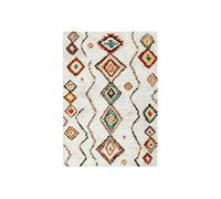 Tapis intérieur shaggy style berbère poils longs crème et multicolore 160 x 230cm Rouge
