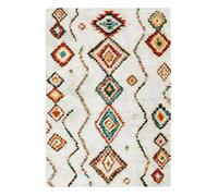 Tapis intérieur shaggy. style berbère. poils longs. crème et multicolore 80 x 150cm