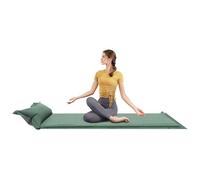 Tapis isolant de camping auto-gonflant avec coussin, 192 x 66 cm, sac de rangement, auto-gonflant en 4 min, boutons-pression connectables, pour randonnée, tente, trekking, plage, vert