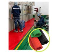 Tapis Isolant en Caoutchouc Haute Résistance pour Tableau Électrique, Tapis Isolant Haute Tension De Sécurité Électrique pour Locaux De Distribution(Green,5mm-1x1m)