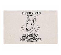 Tapis J’peux pas je préfère mon Bull Terrier J'peux pas minimaliste | Coton 725 g/m² 61 × 40 cm Lavable en Machine | Salle de Bain, WC ou Cuisine | Cadeau Propriétaire Bull Terrier Anniversaire Noël