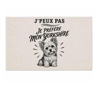 Tapis J’peux pas je préfère mon Yorkshire J'peux pas minimaliste | Coton 725 g/m² 61 × 40 cm Lavable en Machine | Salle de Bain, WC ou Cuisine | Cadeau Propriétaire Yorkshire Anniversaire Noël