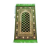 Tapis Janamaz prière Musulmane de Luxe en Velours avec Perles de prière | Sajjadah | Doux | Cadeaux islamiques | Velours Vert Clair