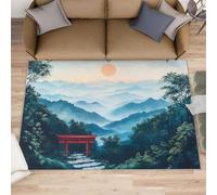 Tapis japonais - Petit tapis de couloir de montagne pour cuisine, lavable, antidérapant et doux pour décoration d'intérieur (203,2 x 357,2 cm)
