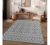 TT Home Tapis Jardin Exterieur Terrasse Cambre Cuisine Balcon Modern Motif Diamant Bohème Motif Geometrique, Couleur:Gris 2, Dimension:300x400 cm