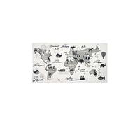 Tapis Enfant "Mappemonde" 70x140cm Blanc & Gris