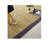 Tapis Jonc de mer - Assam chevron - Ganse coton anthracite - 160 x 230 cm
