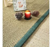 Tapis Jonc de mer - Assam chevron - Ganse lin vert sapin - 160 x 230 cm