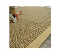 Tapis Jonc de mer - Bihar fin chevron - Ganse coton beige - 80 x 150 cm