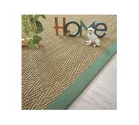 Tapis Jonc de mer - Bihar fin chevron - Ganse coton vert olive - 80 x 150 cm