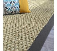 Tapis jonc de mer - Paro Fin natté 4x4 - Ganse Coton Anthracite - 250 x 350 cm