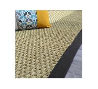 Tapis Jonc de mer - Paro fin natté 4x4 - Ganse coton noire - 140 x 200 cm