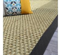 Tapis Jonc de mer - Paro fin natté 4x4 - Ganse coton noire - 200 x 200 cm