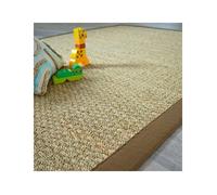 Tapis Jonc de mer - Varana panama - Ganse coton brun - 80 x 150 cm