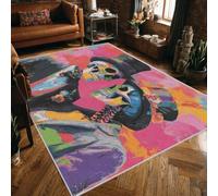 Tapis Jour des Morts Lavable 140x200 - Motif Squelette Gentleman, Tapis Salon Chambre Antidérapant Poil Court Doux, Decoration Chambre Descente de Lit, FD751