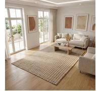 Tapis jute 200x290 fait main beige et blanc VERTYJUTE