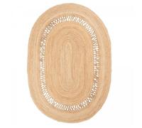 Tapis jute 200x290 ovale fait main beige JUTOVAL