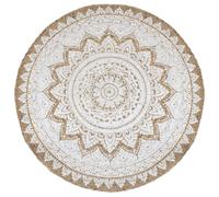Tapis Jute Tressé Imprimé 150cm Rond Moquette Carpette à la Main Décor vidaXL
