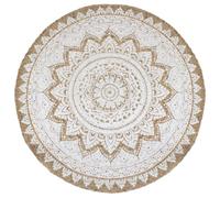 Tapis Jute Tressé Imprimé 150cm Rond Moquette Carpette à la Main Décor vidaXL