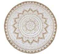 Tapis Jute Tressé Imprimé 150cm Rond Moquette Carpette à la Main Décor vidaXL