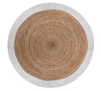 Tapis ""Kahi"" en jute bord blanc blanc D120cm - Atmosphera createur d'interieur