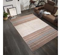 Jadorel Tapis Kilim 120x170cm, Tapis Salon, Tapis Tissé à la Main en Coton AZO Free® Tapis Beige Motif Ethnique, 12206