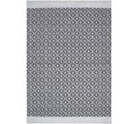 Tapis kilim 160x230 rectangle fait main en PET noir et blanc