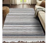 Tapis kilim 240x340 rectangle fait à la main en laine beige et marron