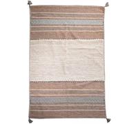 Tapis kilim 80x150 rectangle fait main en coton beige et marron