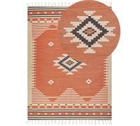Tapis Kilim avec Motif Géométrique 160 x 230 cm en Coton Multicolore Gavar